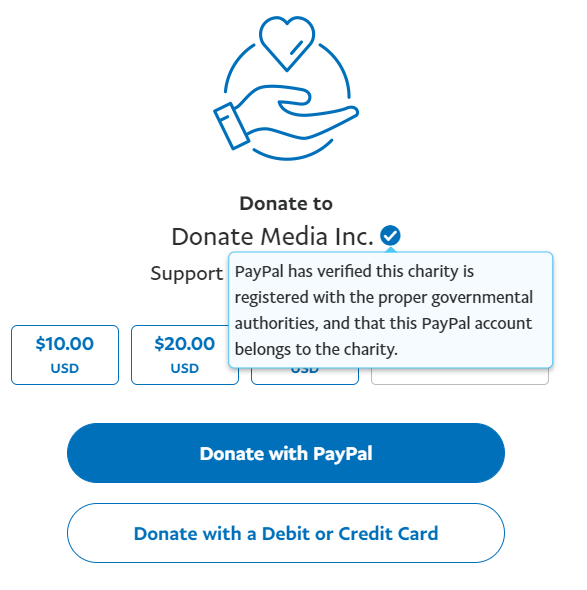 Donate Media PayPal verified Charity